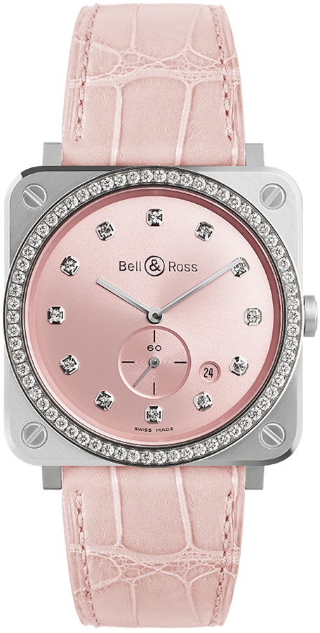 Bell Ross Aviation Instruments Watches Ladies Sunray Pink Battery Operated Quartz BR-S-NOVAROSA-FULL-DIAMONDS-SCR Watch