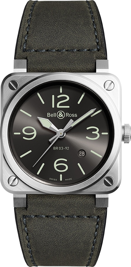 Bell Ross Aviation Instruments Watches Mens Anthracite Grey Sunray Self winding Automatic BR-03-92-GREY-LUM Watch
