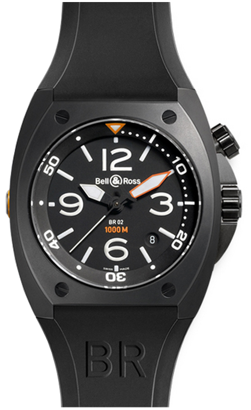 Bell Ross Marine Watches Mens Black  BR-02-92-CARBON Watch