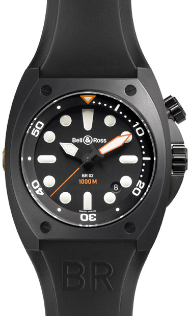 Bell Ross Marine Watches Mens Black BR-02-92-CARBON-INDEX Watch