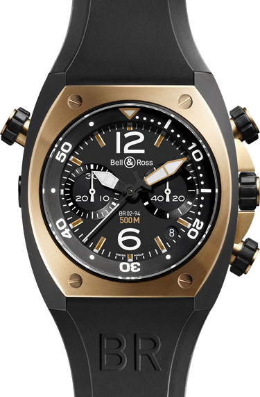 Bell Ross Marine Watches Mens Black BR-02-94-PINK-GOLD-CARBON Watch