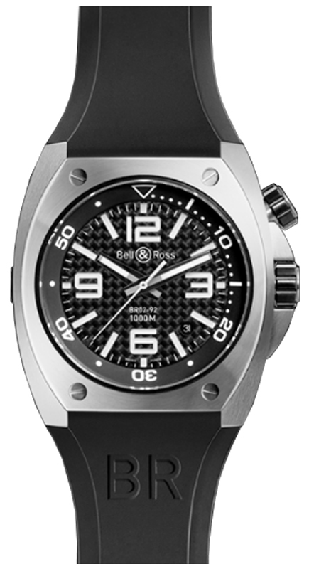 Bell Ross Marine Watches Mens Black  BR-02-92-STEEL-FIBER Watch