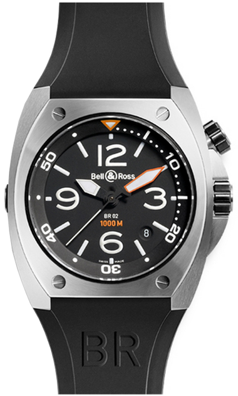 Bell Ross Marine Watches Mens Black  BR-02-92-STEEL Watch