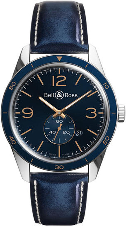 Bell Ross Vintage Watches Mens Sunray Blue Dial  BR-123-AERONAVALE Watch