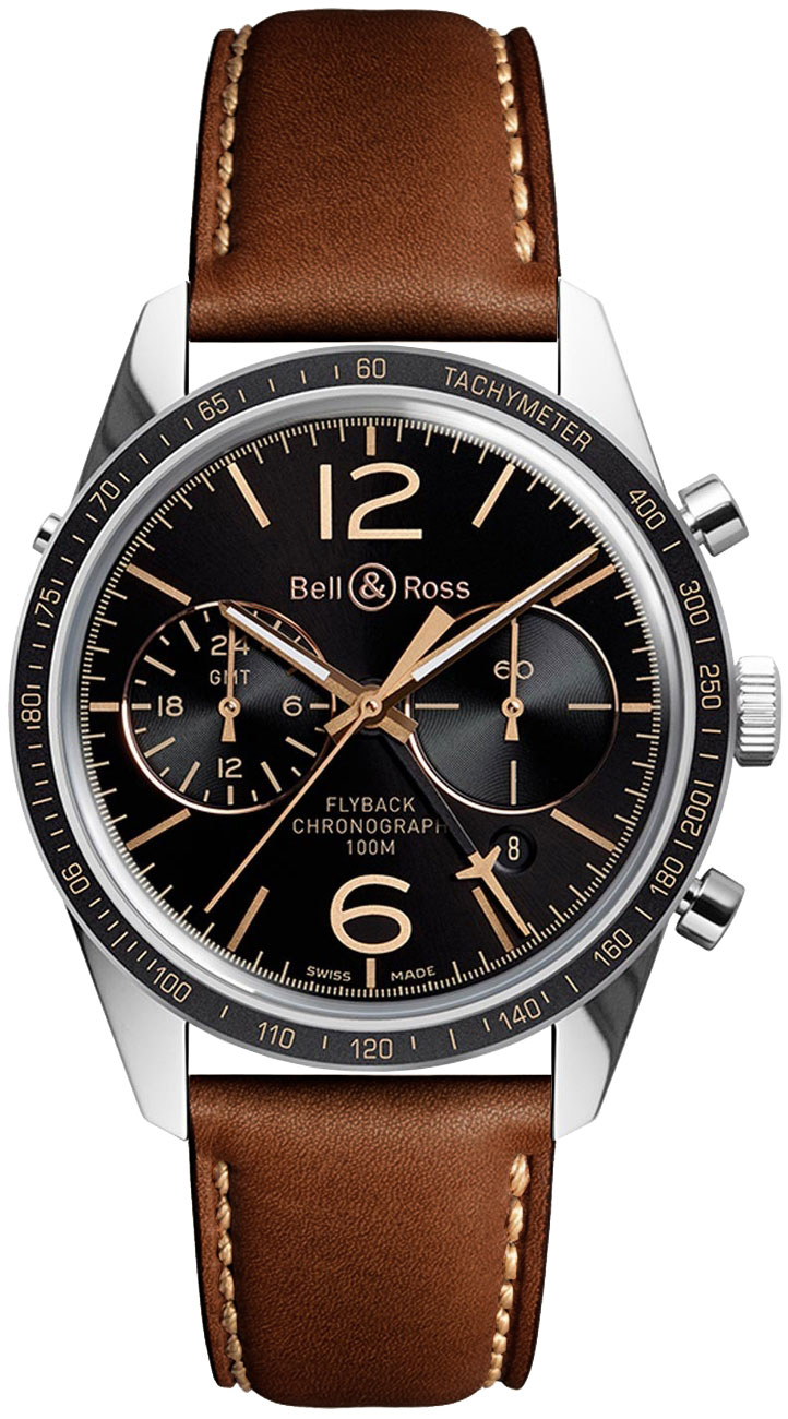 Bell Ross Vintage Watches Mens Black Self winding Automatic BR-126-FLYBACK-GMT Watch