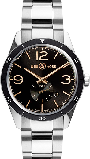 Bell Ross Vintage Watches Mens Black Self winding Automatic BR-123-GOLDEN-HERITAGE-STEEL Watch