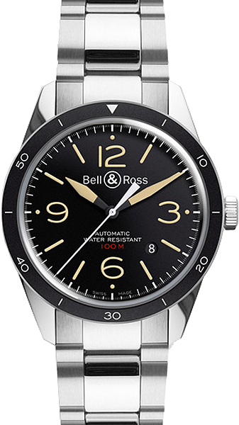 Bell Ross Vintage Watches Mens Black Free Bracelet Sizing BR-123-SPORT-HERITAGE-STEEL Watch