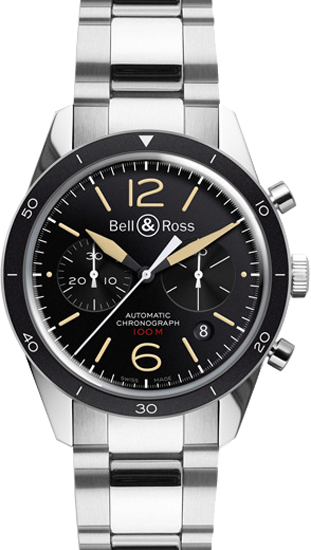 Bell Ross Vintage Watches Mens Black Self winding Automatic BR-126-SPORT-HERITAGE-STEEL Watch