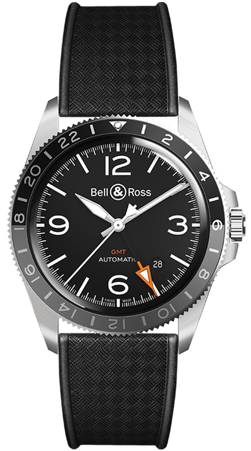 Bell Ross Vintage Watches Mens Black Self winding Automatic BR-V2-93-GMT Watch