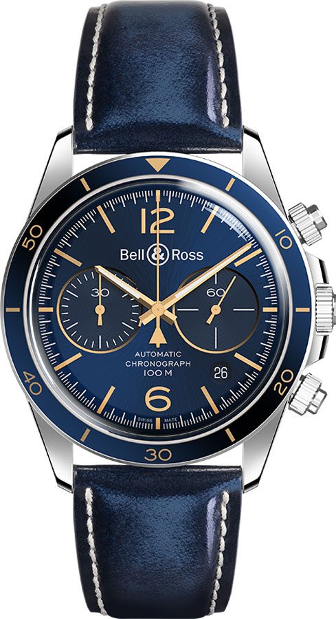 Bell Ross Vintage Watches Mens Blue Self winding Automatic BR-V2-94-AERONAVALE Watch