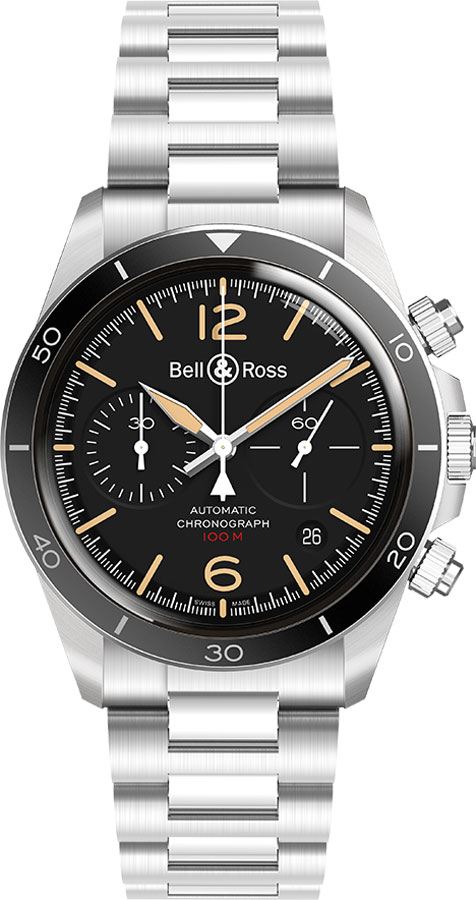 Bell Ross Vintage Watches Mens Black Self winding Automatic BR-V2-94-STEEL-HERITAGE-SST Watch