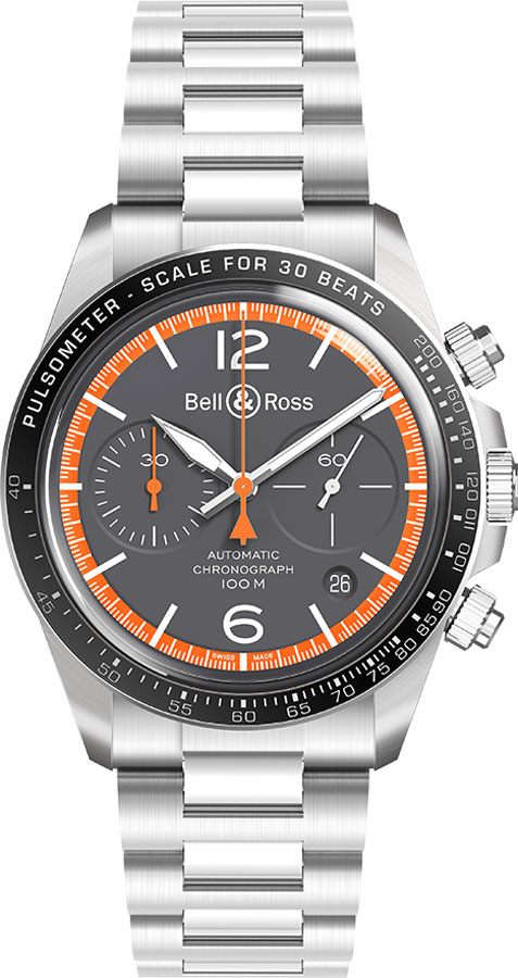 Bell Ross Vintage Watches Mens Matte Grey Self winding Automatic BR-V2-94-GARDE-COTES-SST Watch