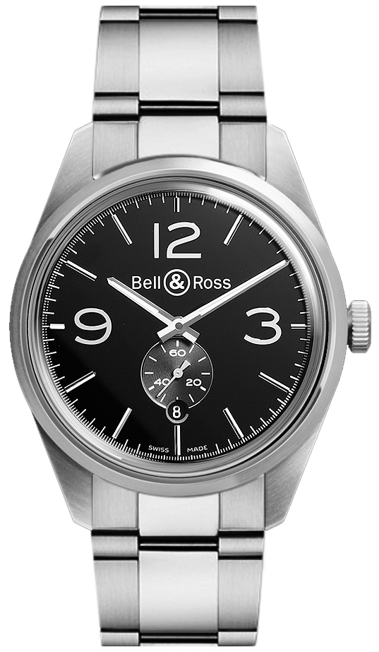 Bell Ross Vintage Watches Mens Black BR-123-OFFICER-BLACK-STEEL Watch