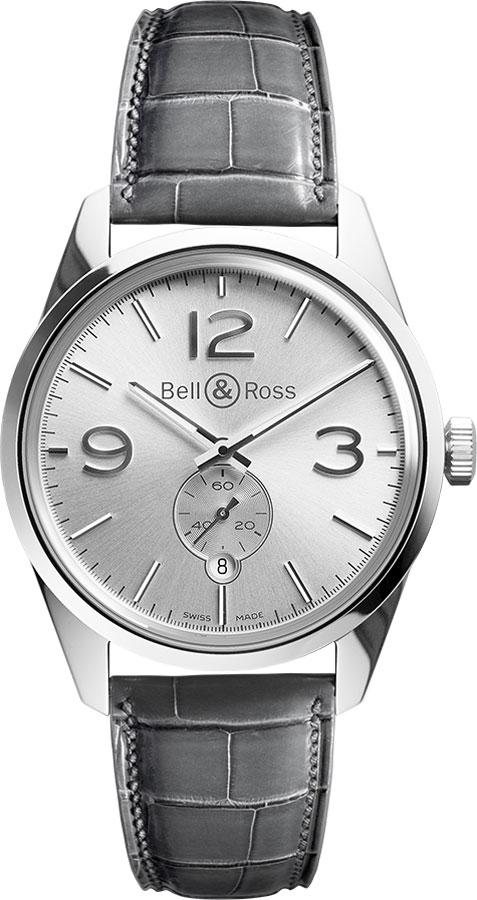 Bell Ross Vintage Watches Mens Silver Self winding Automatic BR-123-OFFICER-SILVER Watch