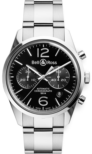 Bell Ross Vintage Watches Mens Black  BR-126-OFFICER-BLACK-STEEL Watch
