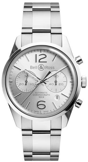 Bell Ross Vintage Watches Mens Silver Self winding Automatic BR-126-OFFICER-WHITE-STEEL Watch