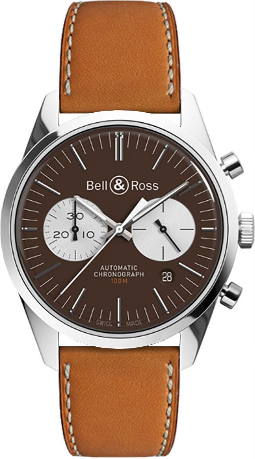 Bell Ross Vintage Watches Mens Brown Self winding Automatic BR-126-OFFICER-BROWN-B-V-051 Watch