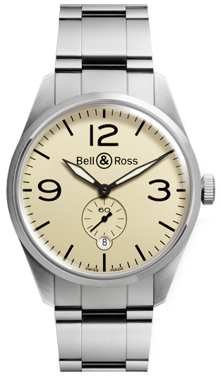 Bell Ross Vintage Watches Mens Beige Self winding Automatic BR-123-ORIGINAL-BEIGE-STEEL Watch