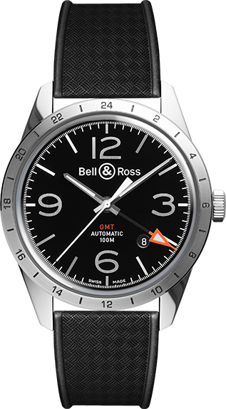 Bell Ross Vintage Watches Mens Black Self winding Automatic BR-123-GMT-24H Watch