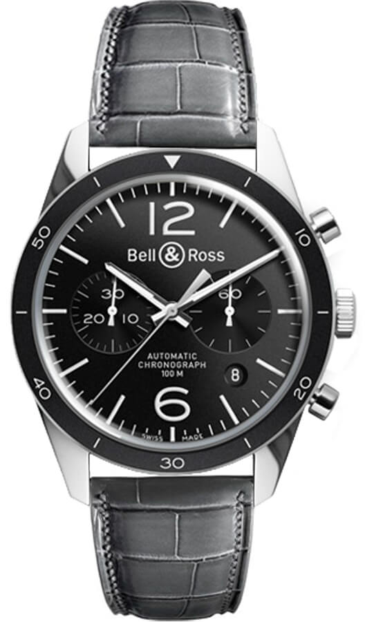 Bell Ross Vintage Watches Mens Black Self winding Automatic BR-126-SPORT-STEEL-B-A-046 Watch