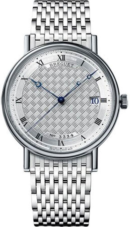 Breguet Classique Collection Watches Mens Handengraved Silver Self winding Automatic 5177BB-12-BV0 Watch