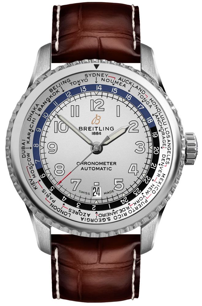 Breitling Navitimer Aviator 8 Watches Mens Silver Self winding Automatic AB3521U01G1P3 Watch