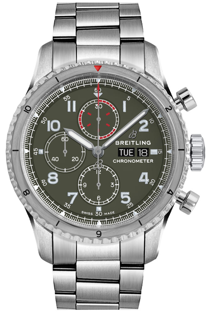 Breitling Navitimer Aviator 8 Watches Mens Green Self winding Automatic A133161A1L1A1 Watch