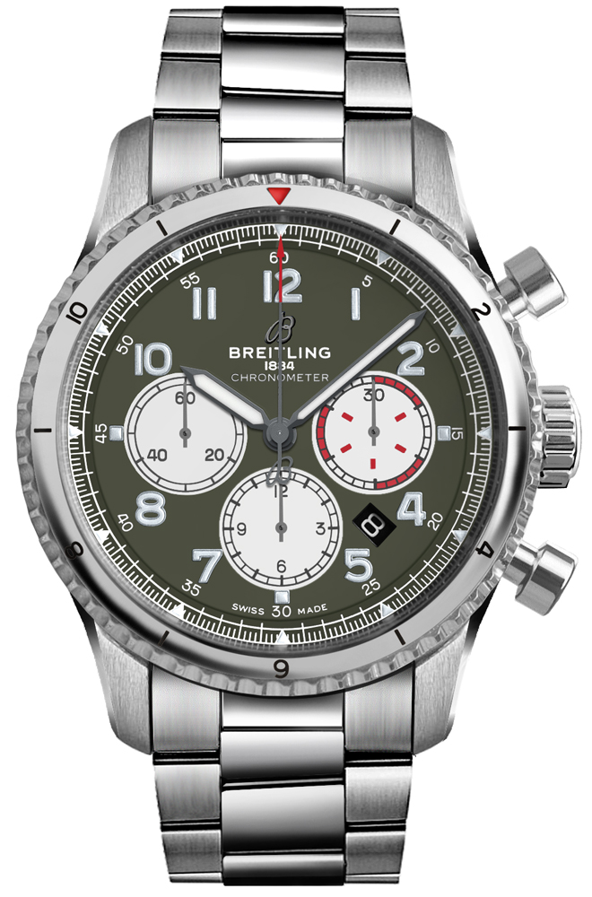 Breitling Navitimer Aviator 8 Watches Mens Green Self winding Automatic AB01192A1L1A1 Watch