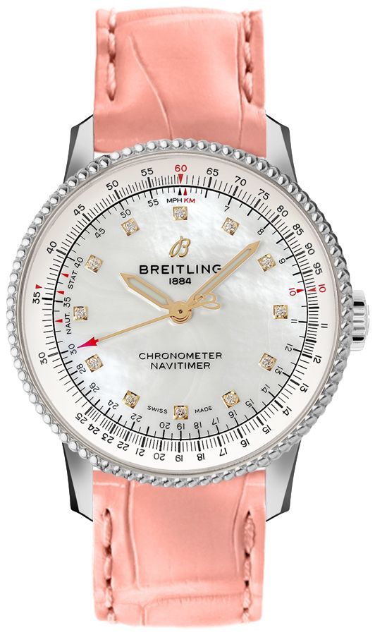 Breitling Navitimer Watches Ladies White Mother of Pearl Self winding Automatic A17395211A1P3 Watch