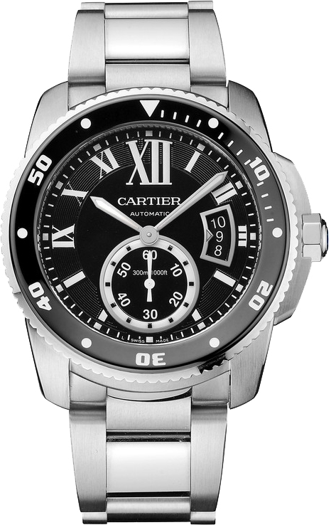 Cartier Calibre De Cartier Diver Watches Mens Black Self winding Automatic W7100057 Watch