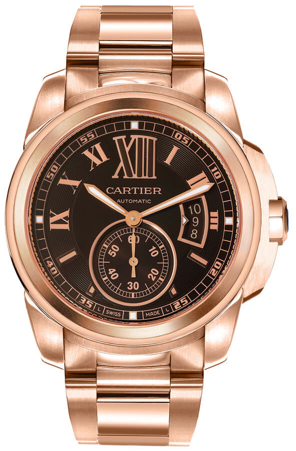 Cartier Calibre De Cartier Watches Mens Brown Self winding Automatic W7100040 Watch