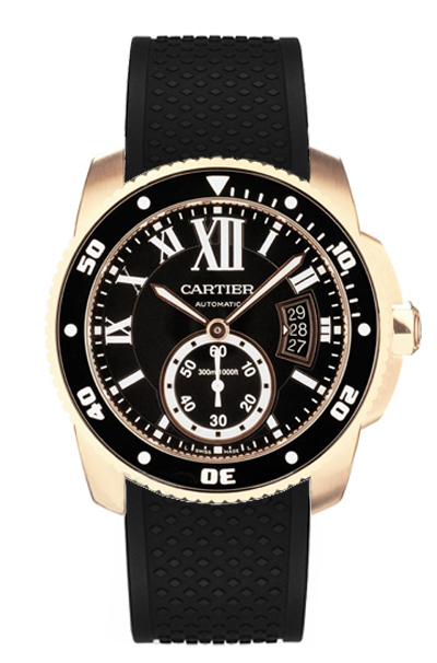 Cartier Calibre De Cartier Diver Watches Mens Black Self winding Automatic W7100052 Watch