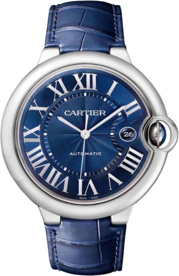 Cartier Ballon Bleu Watches Mens Blue Guilloche Self winding Automatic WSBB0027 Watch