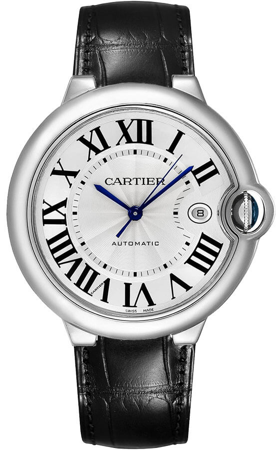 Cartier Ballon Bleu Watches Mens Silver Guilloche Self winding Automatic WSBB0039 Watch