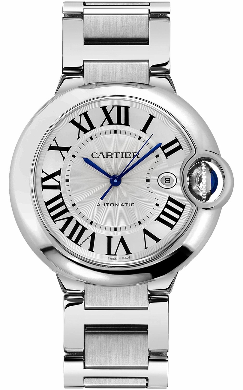 Cartier Ballon Bleu Watches Mens Guilloche Silver Self winding Automatic WSBB0049 Watch