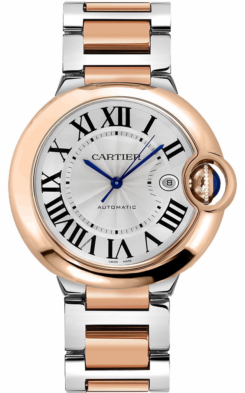 Cartier Ballon Bleu Watches Mens Flinque Silver 
Self winding Automatic W2BB0004 Watch