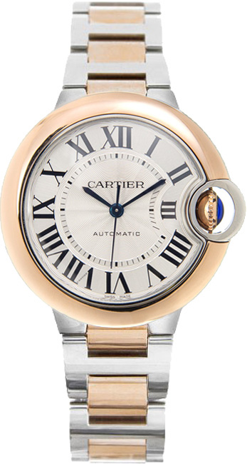 Cartier Ballon Bleu Watches Ladies Guilloche Sunray Silver Self winding Automatic W2BB0023 Watch