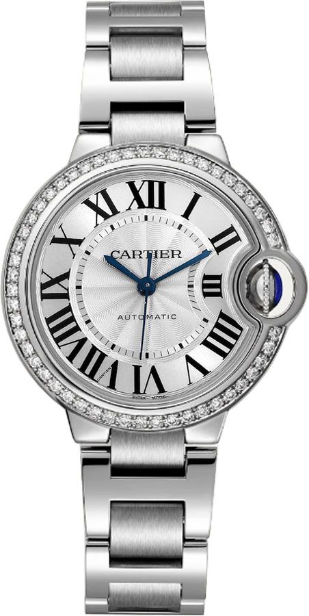 Cartier Ballon Bleu Watches Ladies Sunray Silver Self winding Automatic W4BB0016 Watch