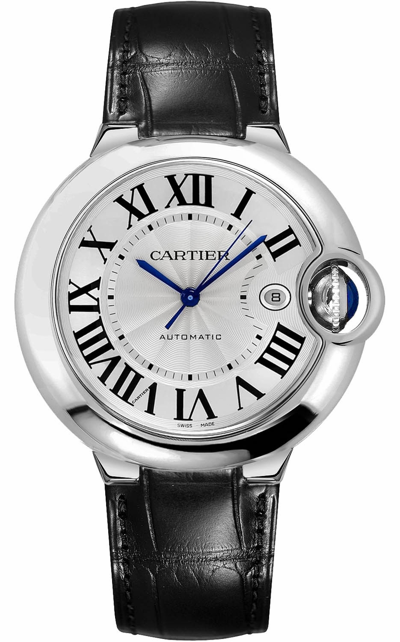 Cartier Ballon Bleu Watches Mens Guilloche Silver Self winding Automatic W69016Z4 Watch