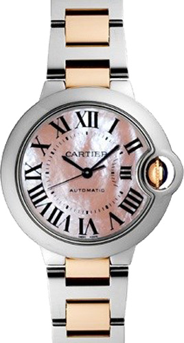 Cartier Ballon Bleu Watches Ladies Roman Numeral Mother of Pearl Pink Self winding Automatic W6920070 Watch
