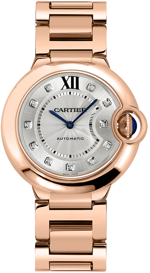 Cartier Ballon Bleu Watches  Silver Dial Set with Diamonds Self winding Automatic WE902026 Watch