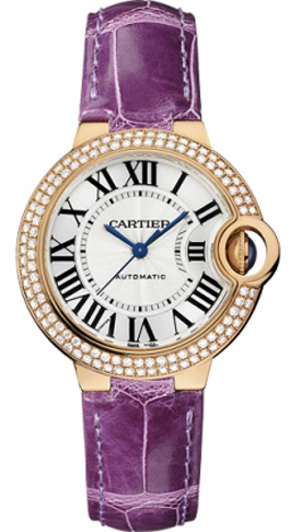 Cartier Ballon Bleu Watches Ladies Lacquered Guilloche Opaline Silver Self winding Automatic WE902036 Watch