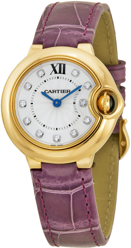 Cartier Ballon Bleu Watches Ladies Lacquered Sunray Silver Dial Set with Diamonds Battery Operated Quartz WE902050 Watch