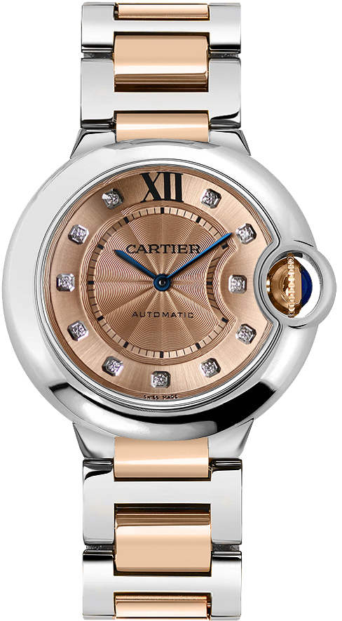 Cartier Ballon Bleu Watches Ladies Flinque Rose Gold Dial Set with Diamonds Self winding Automatic WE902054 Watch