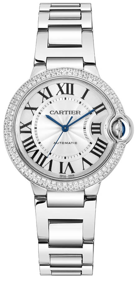 Cartier Ballon Bleu Watches Ladies Guilloche Opaline Silver Self winding Automatic WE902065 Watch
