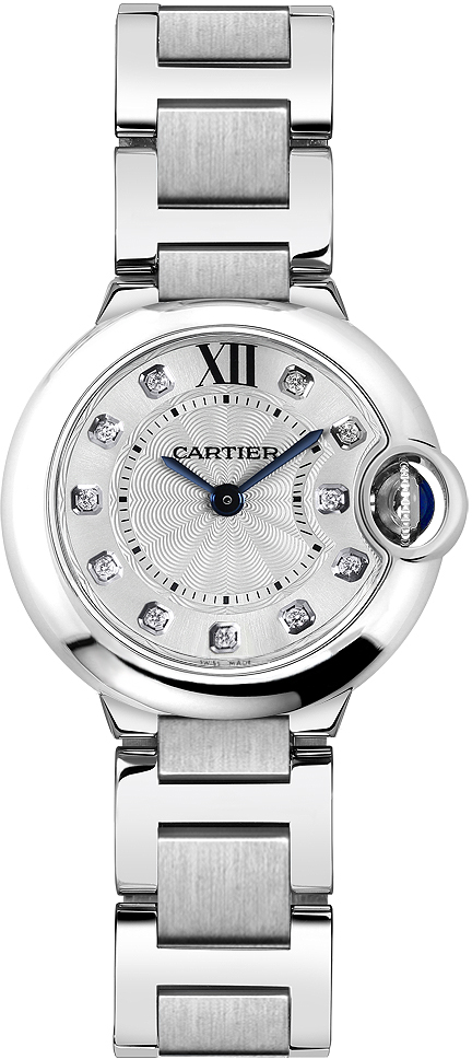 Cartier Ballon Bleu Watches Ladies Flinque Silver Dial Set with Diamonds Battery Operated Quartz WE902073 Watch