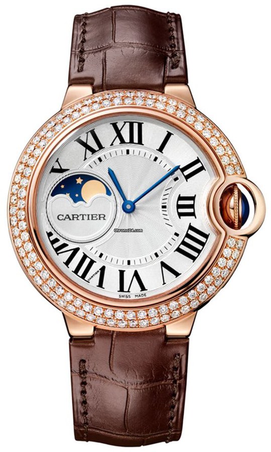 Cartier Ballon Bleu Watches Mens Guilloche Lacquered Opaline Silver Self winding Automatic WJBB0027 Watch
