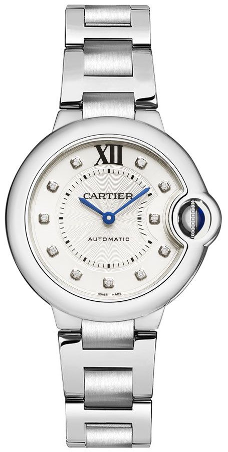 Cartier Ballon Bleu Watches Ladies Guilloche Silver Self winding Automatic W4BB0021 Watch