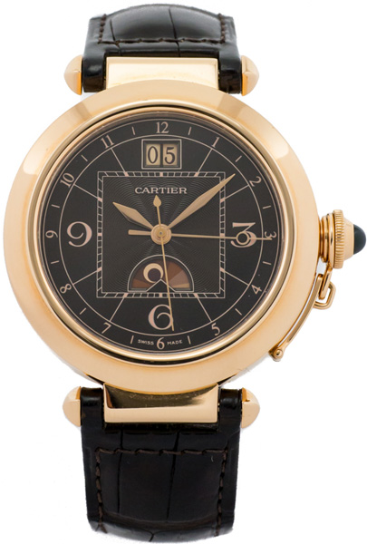 Cartier Pasha Watches Mens Guilloche Brown Self winding Automatic W3030001 Watch