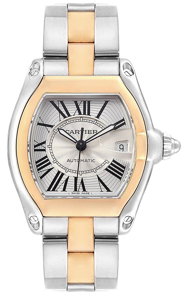 Cartier Roadster Watches Mens Sunray Silver Dial Self winding Automatic W62031Y4 Watch